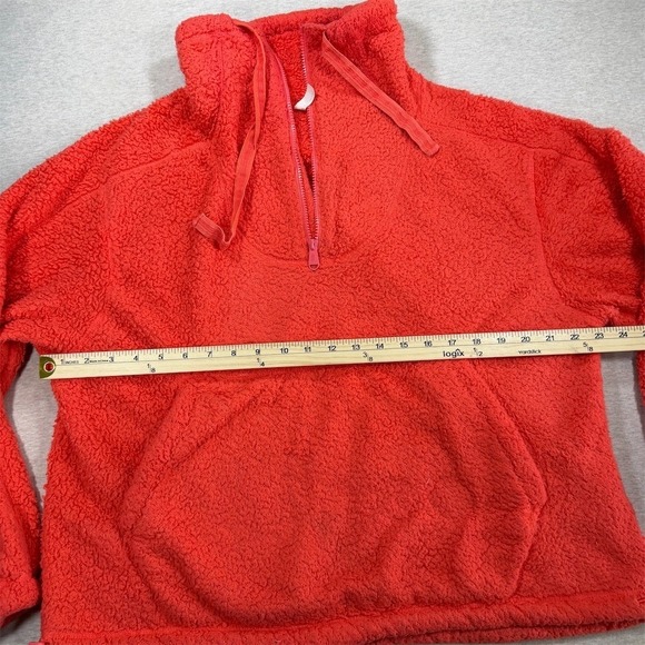 Free People Pullover Womens M Coral Pink Sherpa Half Zip Fleece - Picture 3 of 9